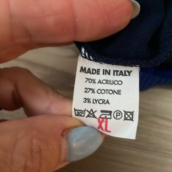 JONK 46 Men Crewneck Sweater Navy Multicolored stripe Size L Made in Italy NWOT - Picture 5 of 11